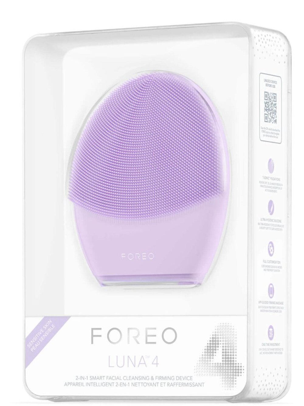 FOREO LUNA 4 Sensitive Skin Facial Cleansing Brush Purple** Elevate your skin